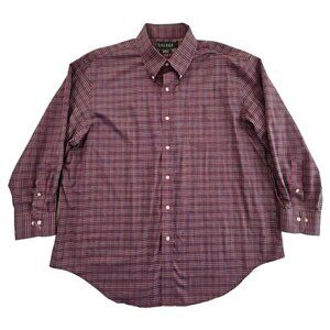 Lauren Ralph Lauren Non Iron Shirt Men's 18 36/37 Red Green Plaid LS BU EUC LN